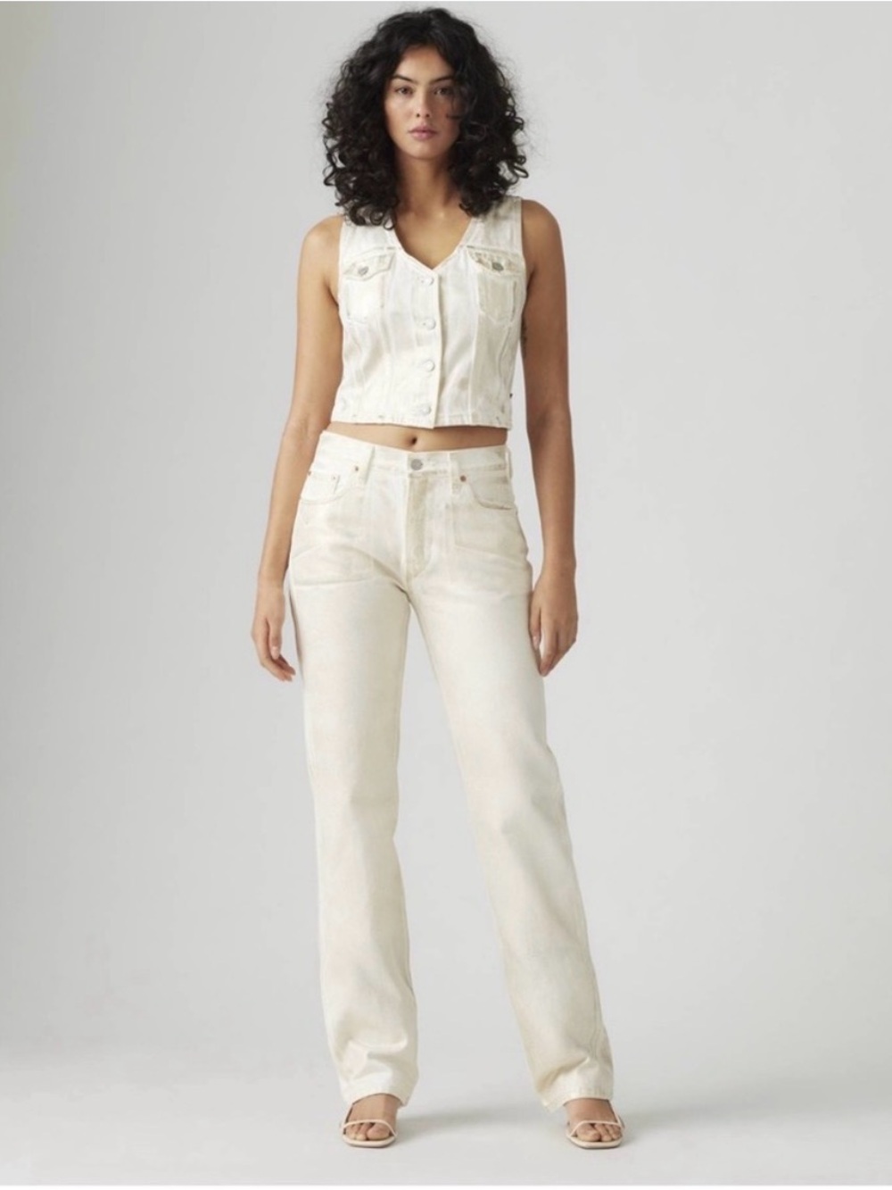 Levi's Coated 90s 501 Women's Straight Leg Jeans in Cream